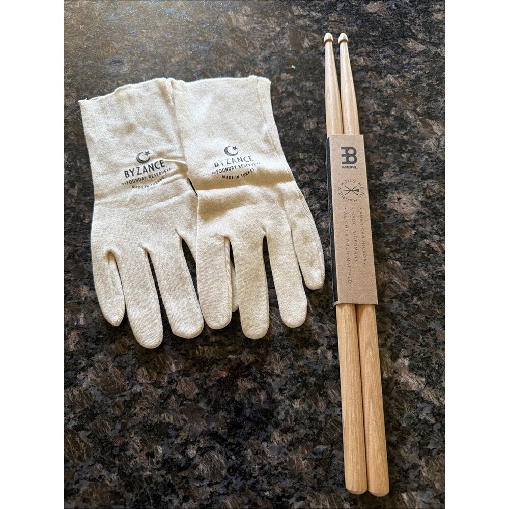 Meinl Stick Drumsticks, Standard 5A-American Hickory Sb101 Germany w/Gloves